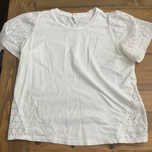 Time and Tru White Eyelet Short Sleeve Top